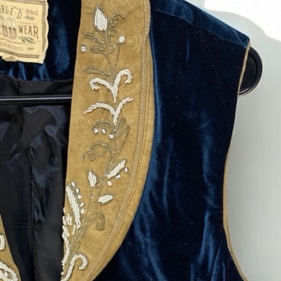 Double D Ranch beaded heavily embellished cobalt blue tasseled vest - Picture 9 of 14